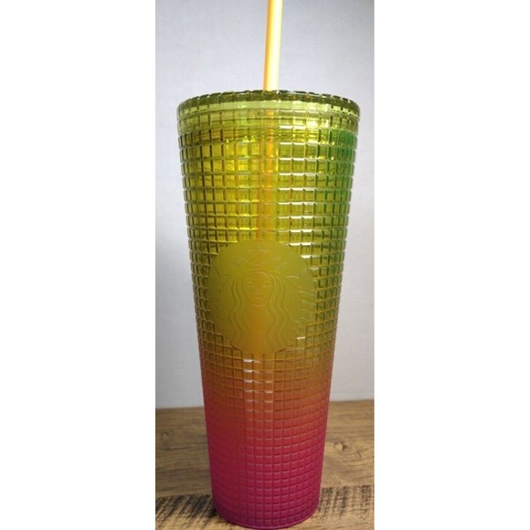 Starbucks Tumblr Summer Ombre Lemon Yellow Pink Studded Venti 24oz Lemonade - Picture 1 of 4